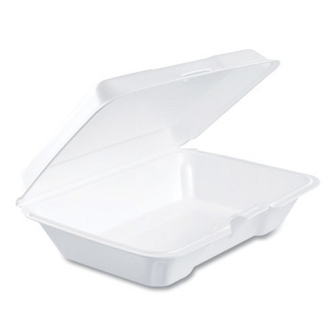 Dart Foam Hinged Lid Containers, 6.4 x 9.3 x 2.6, White, 200/Carton - image 1 of 4