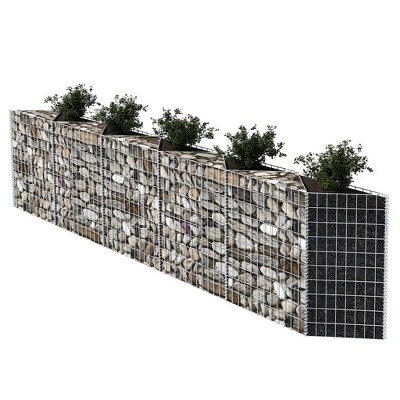 VidaXL Large Galvanized Steel Gabion Basket Planter