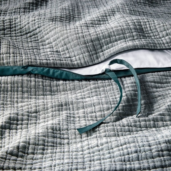 Funda de edredón y juego de fundas de almohada de algodón chambray texturizado - Casaluna™ 4