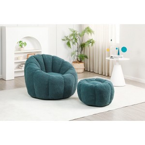 Lyngins Teddy Fabric Bean Bag Chairs for Kids and Adults,Comfy Lazy Chairs with Memory Foam and Footstool for Living Room - 1 of 4
