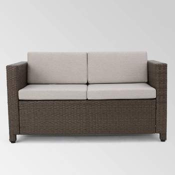 Puerta Wicker Loveseat - Brown/Gray - Christopher Knight Home