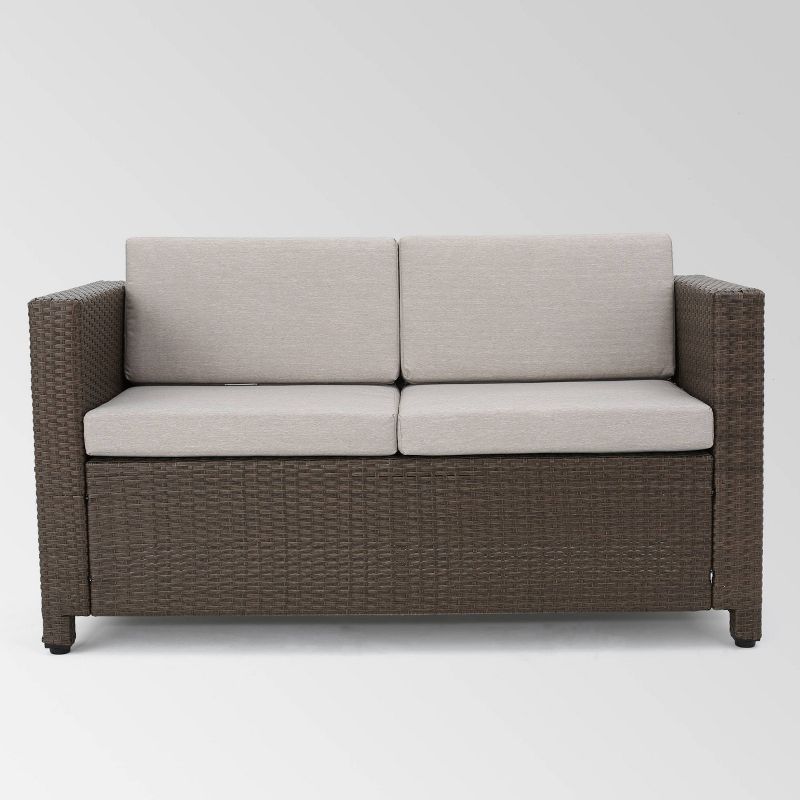 Puerta Wicker Loveseat - Brown/Gray - Christopher Knight Home, 1 of 7