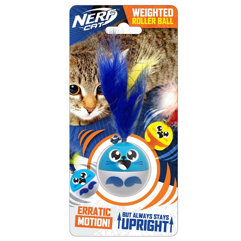 Nerf Cat 2&#34; ABS Weighted Roller Ball Mouse with Bell Cat Toy, 1 of 6