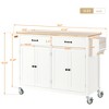 PDTEND 54.3" Kitchen Island Cart with Solid Wood Top, Locking Wheels, 4-Door Cabinet, 2 Drawers, Spice Rack and Towel Rack - 3 of 4