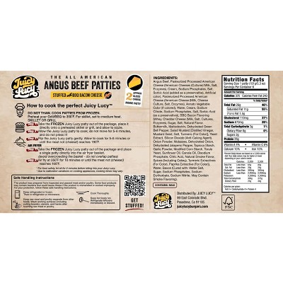 Juicy Lucy Angus Beef Patties Stuffed with BBQ American Cheese - Frozen - 6pk/32oz