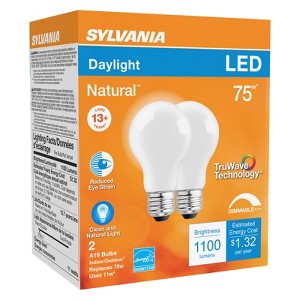 Sylvania Natural A19 E26 (Medium) LED Bulb Daylight 75 Watt Equivalence 2 pk - 1 of 1