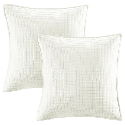 Off-White Cotton Jacquard Full/Queen Duvet Cover Set with Decorative Pillows