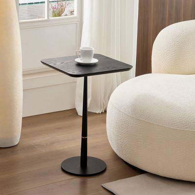 VYNXARIA Modern Square Coffee Table - Black MDF with Gold Accents, 15.74"D x 23.77"H