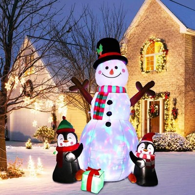 Paaaawaters 6ft Christmas Inflatables Outdoor Decorations, Blow Up Snowman Penguins Inflatable with Rotating LED Lights