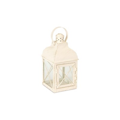 Rustic Ivory Metal & Glass Christmas Lantern Trio