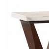 22" Forbes Accent Table White Marble/Walnut - Acme Furniture: Elegant Wood Base, Living Room Storage - 2 of 4