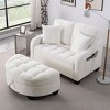 GDFStudio Flavia Modern 51'' Detachable 2-Seater Corduroy Upholstered Chaise Lounge Sofa with Storage Ottoman - 2 of 4
