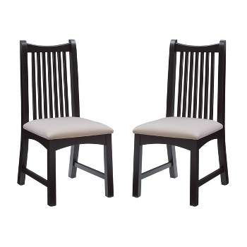 Set of 2 Bonnie Upholstered Faux Leather Side Chairs Black - Linon