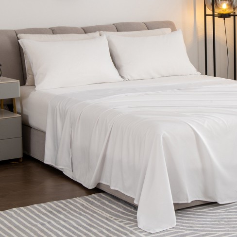 Bedsure King Size Sheets White - Soft Sheets for King Size Bed, 4 Pieces  Hotel Luxury King Sheets, Easy Care Polyester Microfiber Cooling Bed Sheet