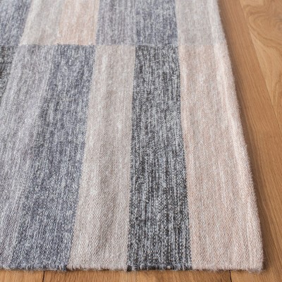 Handwoven Striped Kilim 8' x 10' Gray Wool-Cotton Rug