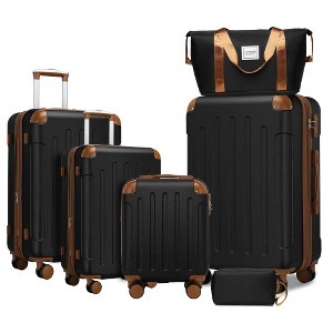 Ridstar 6-Piece Expandable Hard-Shell Luggage Set with Carry-On Bag, Multi-Directional Wheels & TSA Locks-Black - 1 of 4