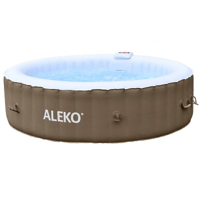 Brown Round Inflatable 6-Person Hot Tub Spa with Cover