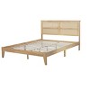 Luxystar Queen Size Rubber Wooden Bed with Rattan Headboard and Support Feet for Bedroom - 4 of 4