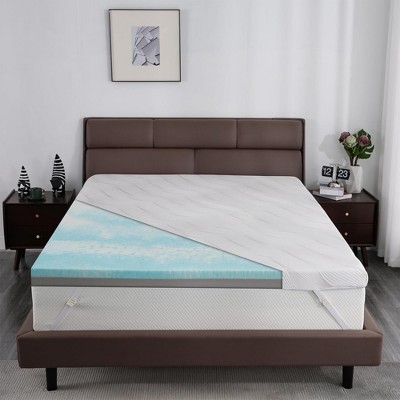 Vipbear Firm Mattress Topper 3 Inch with Ice Silk Cover,Cooling Gel+Bamboo High Density Memory Foam Mattress Toppers for Pain Relief CertiPUR-US