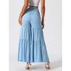 INSPIRE CHIC Women's Boho Elastic High Waist Tie Belt Ruffle Hem Wide Leg Palazzo Pants - 4 of 4