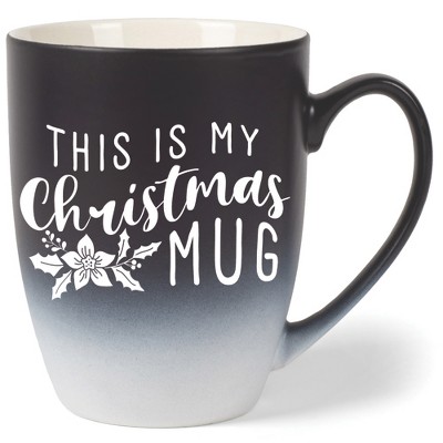 Elanze Designs This Is My Christmas Mug Two Toned Ombre Matte Black and White 12 ounce Ceramic Stoneware Coffee Cup Mug