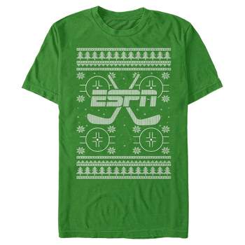 Men's ESPN Hockey Christmas Sweater Green T-Shirt