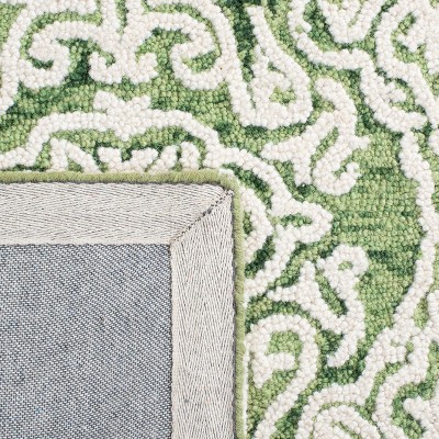 Green and Ivory Tufted Wool Rectangular Area Rug