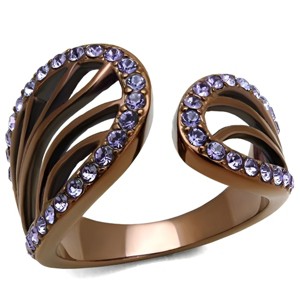 Slickblue Coffee Gold Stainless Steel Ring with Synthetic Tanzanite Crystal for Women, Sizes 5-10 - 1 of 4