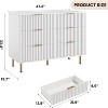 Modern Sideboard with Fluted 6 Deep Drawers & Metal Legs, Wooden Dresser Organizer, Side Table for Bedroom Living Room Hallway Kids Room - 2 of 4