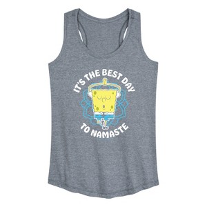 Women's - SpongeBob SquarePants - The Best Day To Namaste Graphic Racerback Tank - 1 of 4