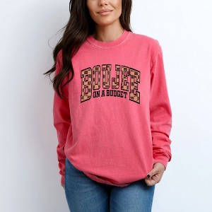 Simply Sage Market Women's Boujee On A Budget Checkered Long Sleeve Garment Dyed Tee - 1 of 4