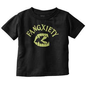 Funny Halloween Vampire Fang Anxiety Toddler Baby Graphic T Shirt Brisco Brands - 1 of 4