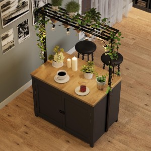 Kitchen Island with 30mm Countertop - Multi-Functional Storage Cart with 3-Tier Shelves, 5 Hooks & 400lb Capacity - 1 of 4