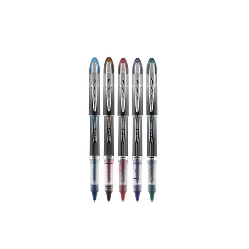 uni Vision Elite Roller Ball Stick Pen, 0.5 mm Micro Tip, Assorted Colors, Pack of 5, 3 of 7