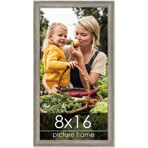 PosterPalooza | 8x16 Thin Barnwood Picture Frame, UV Acrylic, 2 Finishes - Grey and Black - 1 of 4