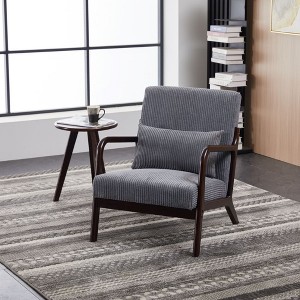 Okak Mid-Century Style Upholstered Armchair with Solid Wood Frame,Reading Leisure Chair for Living Rooms,Relaxation Areas - 1 of 4