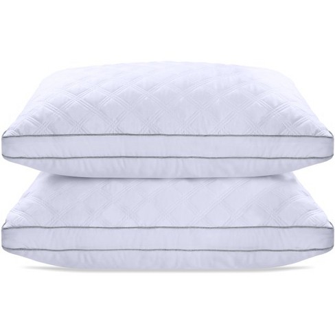 Lux Decor Collection Queen Cotton Bed Pillows Set Of 2 (grey Stripes,  White) : Target