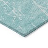 Teal Blue And Ivory Abstract Washable Indoor Outdoor Area Rug - 4 of 4