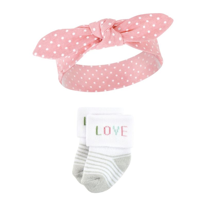 Hudson Baby Infant Girl Headband and Socks Set, Bunny, 0-9 Months, 4 of 7