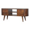 43" Chestnut Rounded Entertainment Unit TV Stand with Nordic Legs, 4 Drawers, 2 Open Slots, and Contemporary Aesthetic for Living Room and Bedroom - 2 of 4
