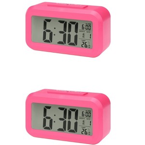 REGALWOVEN 2 Pcs Plastic Battery Powered Digital Temperature Alarm Clock 5.5 x 2.8 x 1.8 Inches - 1 of 4