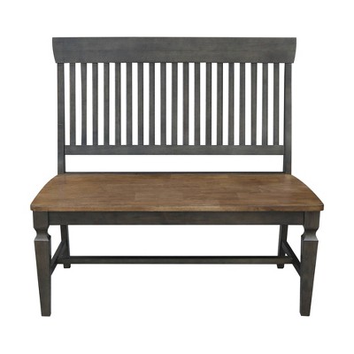 Elegant Vista Slatback Solid Hardwood Bench in Hickory Brown