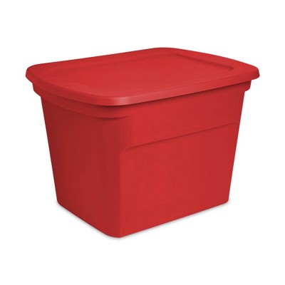 Homz 18 Gallon Holiday Plastic Storage Container, Red, Set of 4