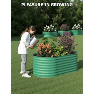 Raised Garden Bed 4x2x2 FT, Green Oval Galvanized Steel Planter, Outdoor Modular Raised Bed for Vegetables, Flowers, Herbs - 1 of 4
