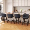 Costway 2/4 PCS Counter Height Bar Stools Fabric Upholstered Island Stools with 360° Swivel Seat Gray - 2 of 4
