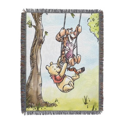 Northwest Winnie The Pooh Woven Tapestry Throw Blanket, 48" x 60", Pooh Having Fun