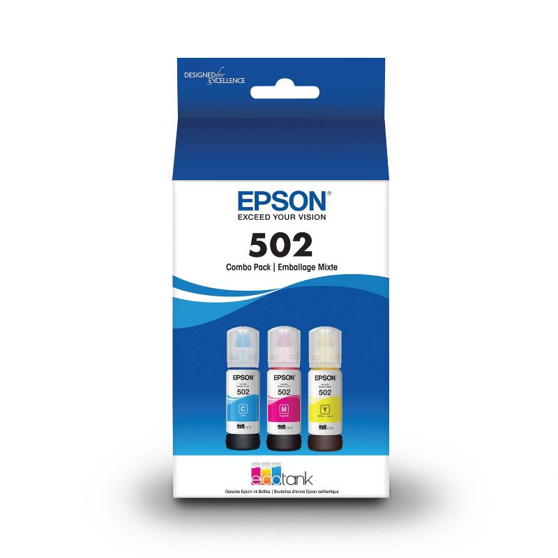 Epson 502 C/M/Y 3pk Ink Bottles - Cyan Magenta Yellow (T502520-CP), 1 of 8