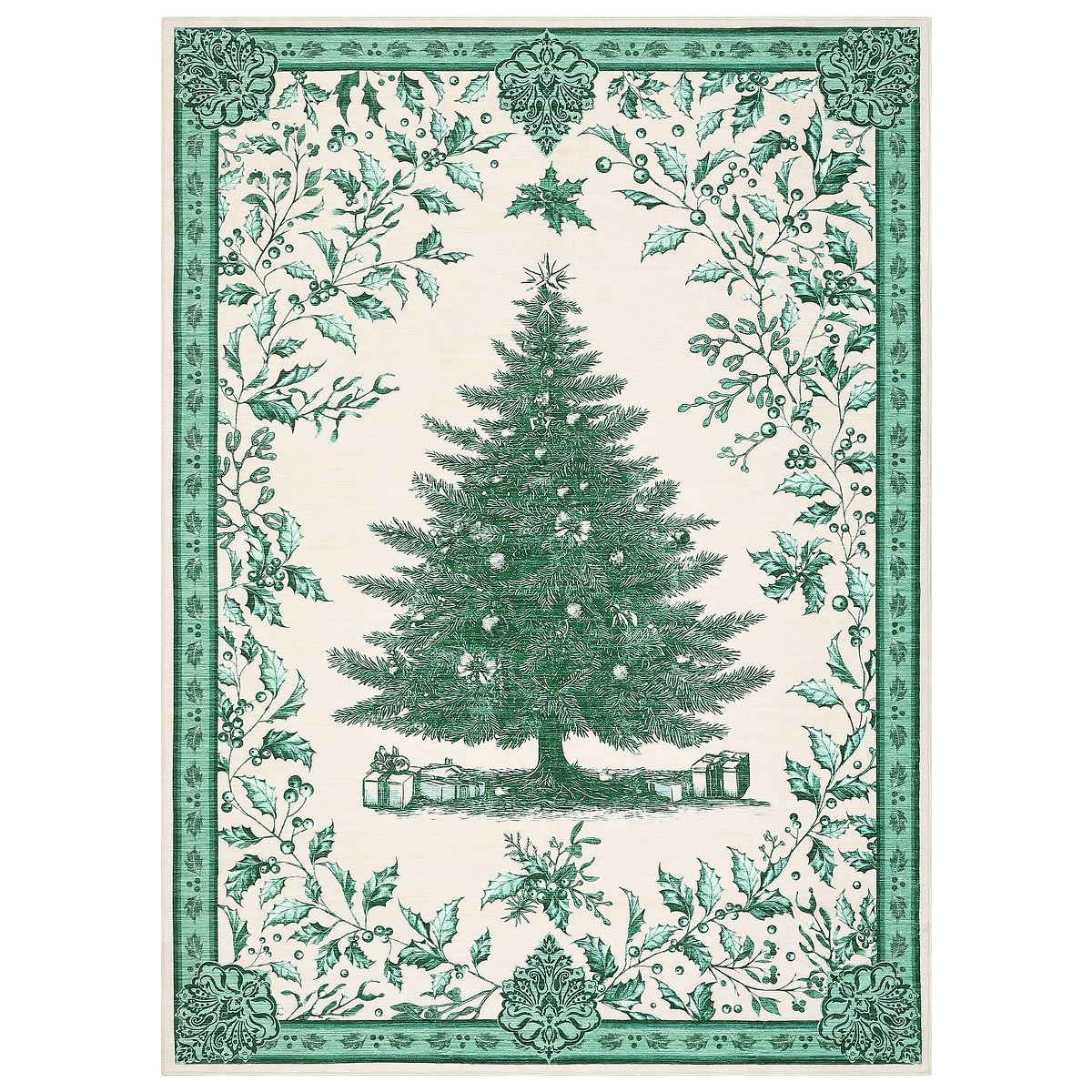 Christmas Tree  Area Rug Washable for Living Room,Stain Resistant Nursery Mat Non-Slip Bedroom,Holiday Decor Untra-Thin Carpet for Office