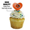 East Central University Primary Logo Heart Love Cupcake Picks Toppers Decoration Set of 6 - 3 of 4