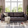 COZONY 83.1" Faux Leather 3-Seater Sofa Couch, Oversized Upholstered Loveseat with Back Cushion, Mid-Century Modern Couch for Living Room, Office - 3 of 4